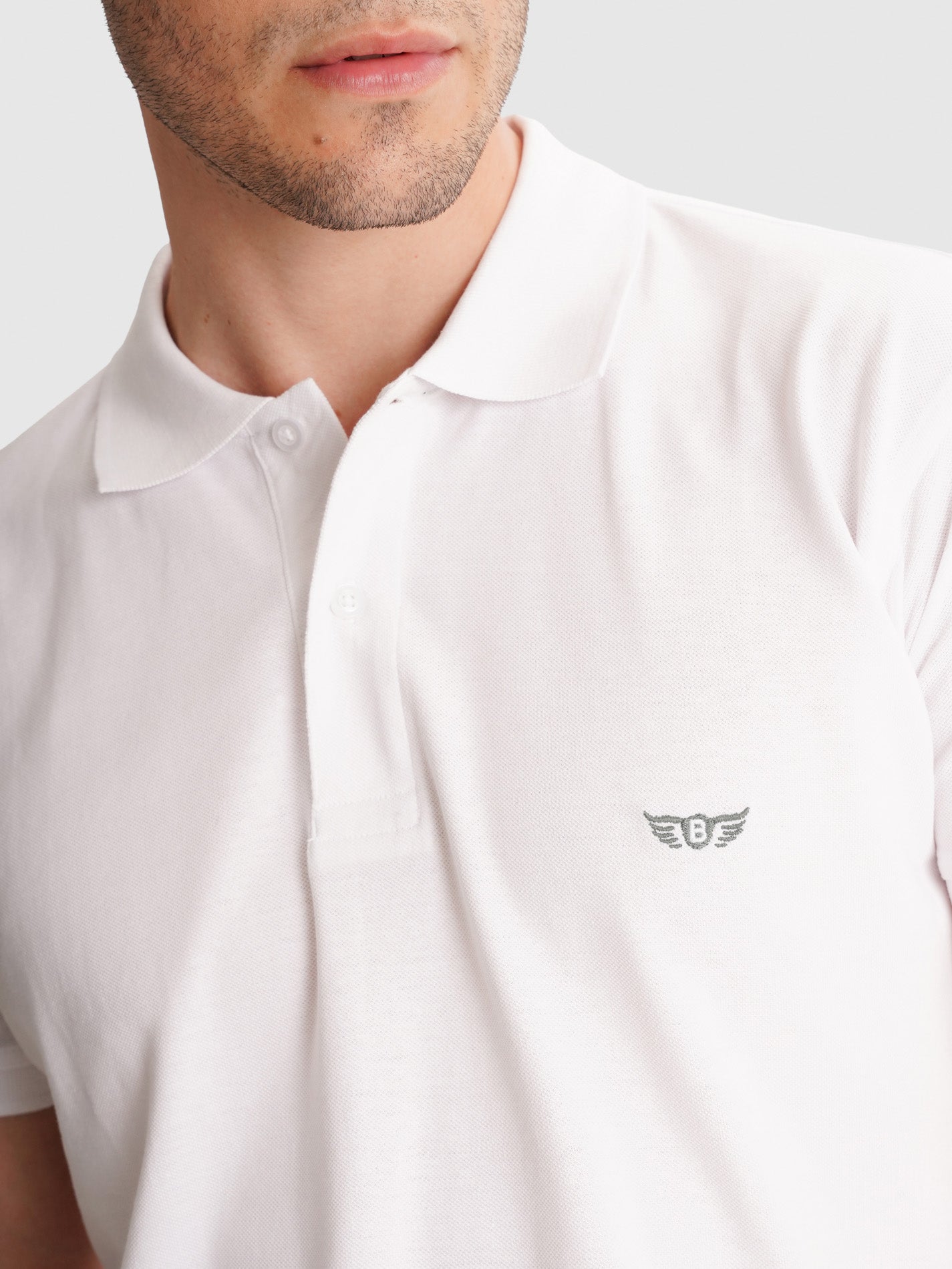 POLO BRANCO MANGA CURTA REGULAR FIT MR. BLUE