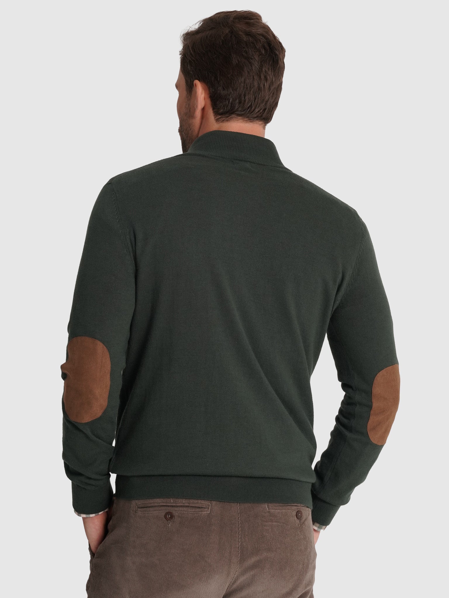 GREEN WOOL PULLOVER WITH REGULAR FIT MR ELBOW PADS. BLUE