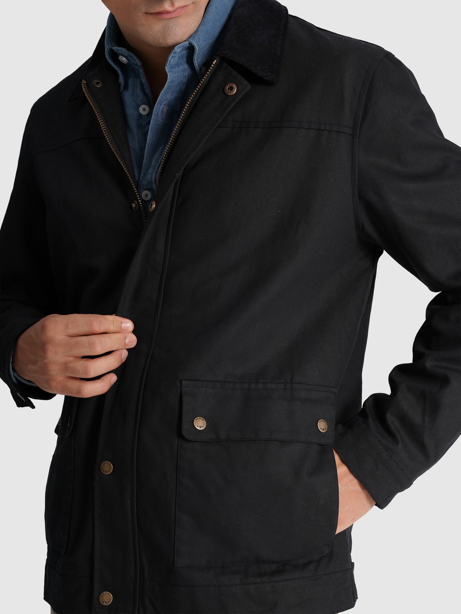 SOBRETUDO AZUL MANGA COMPRIDA REGULAR FIT MR. BLUE