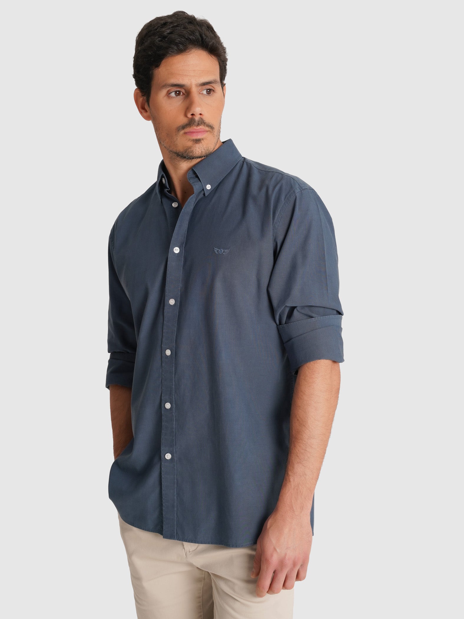 CAMISA MR TENCEL AZUL MANGA LARGA REGULAR FIT. AZUL
