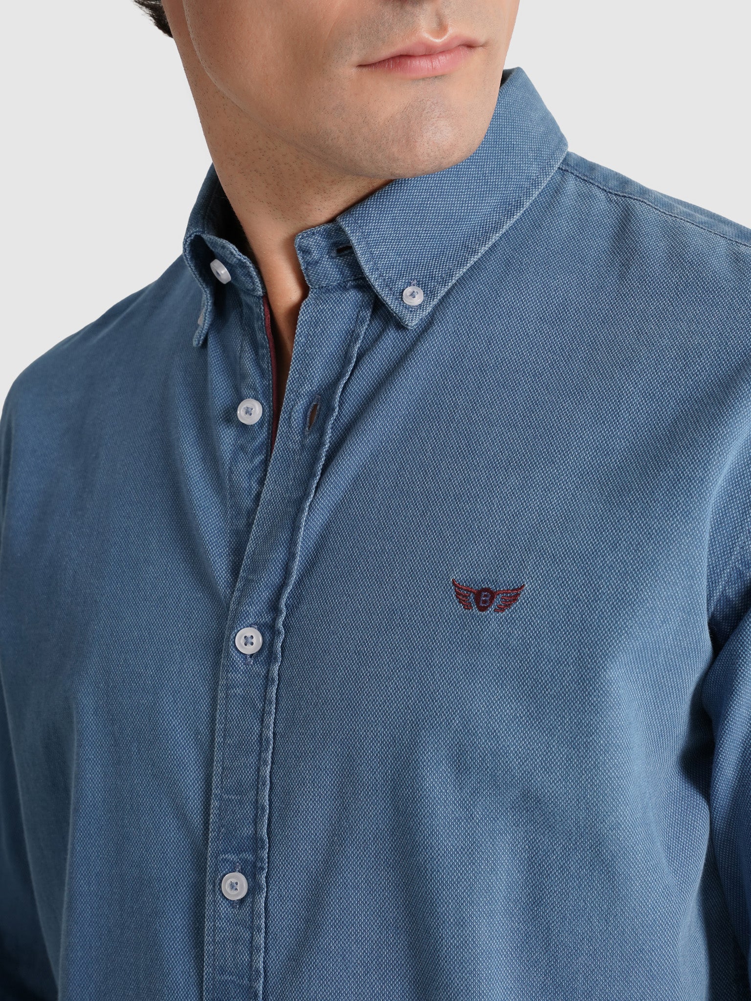 CAMISA ALGODÓN AZUL MANGA LARGA REGULAR FIT MR. AZUL