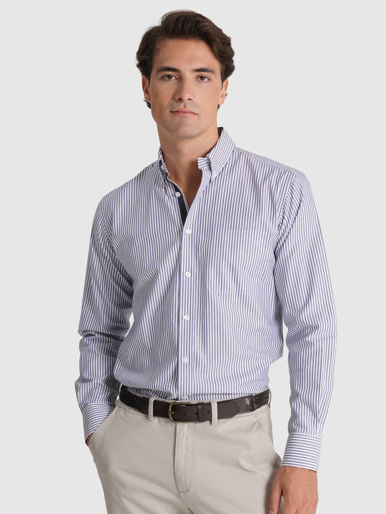 CAMISA ALGODÓN AZUL MANGA LARGA REGULAR FIT MR. AZUL