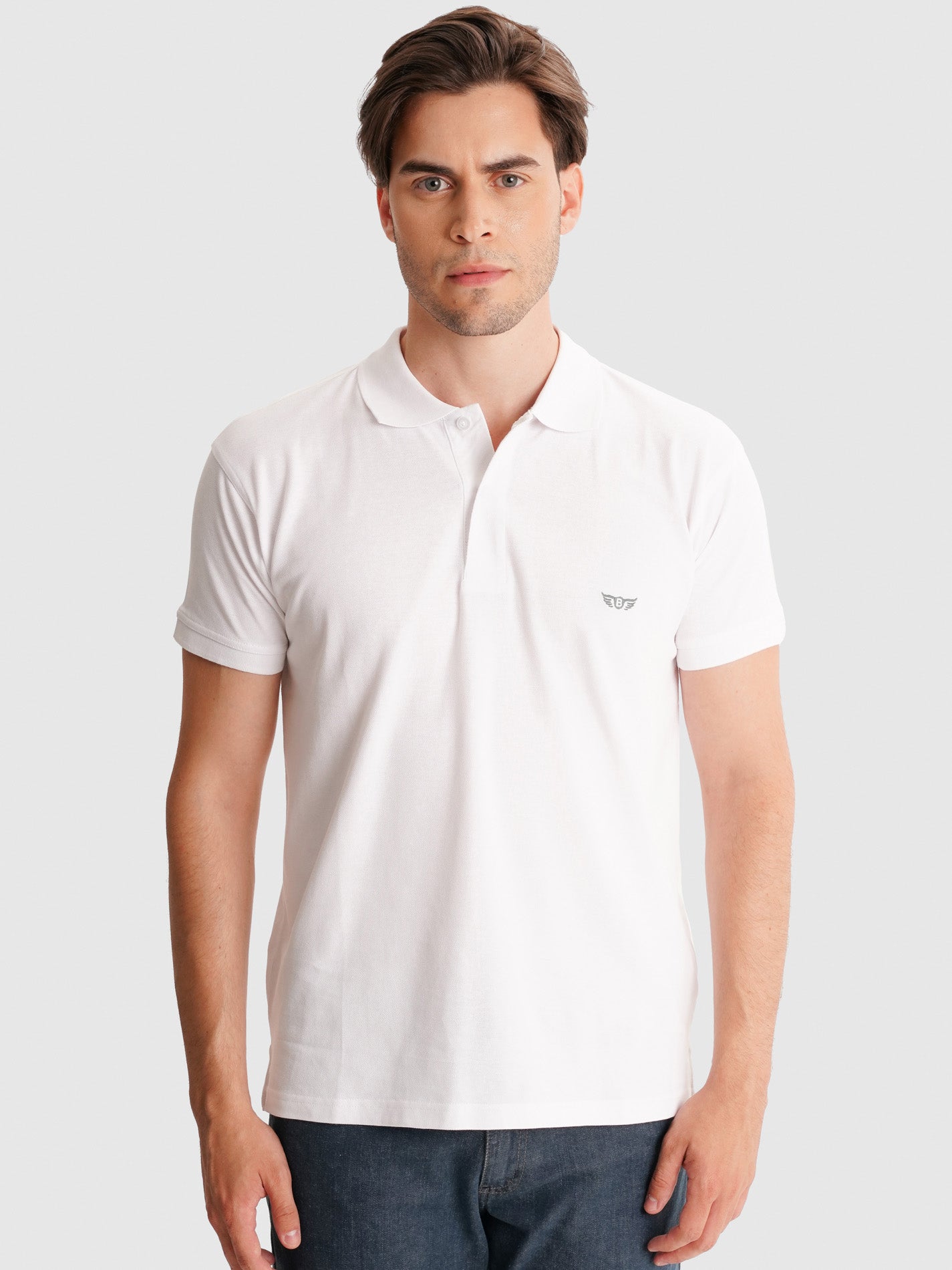POLO BRANCO MANGA CURTA REGULAR FIT MR. BLUE
