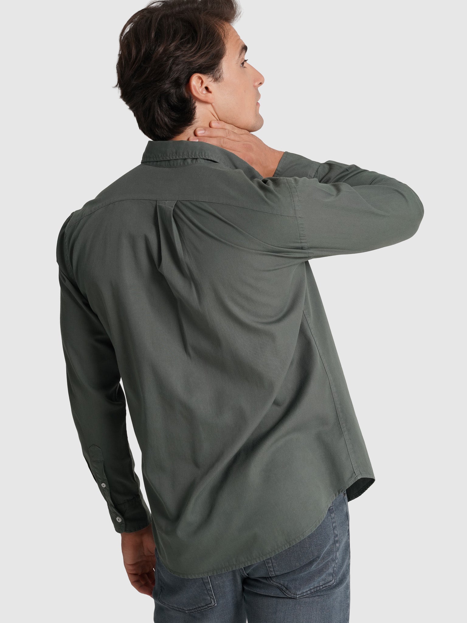 GREEN COTTON SHIRT LONG SLEEVE REGULAR FIT MR. BLUE