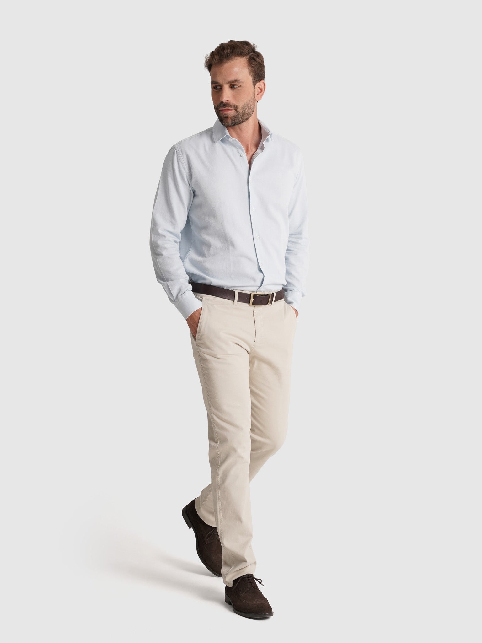 CAMISA ALGODÃO AZUL MANGA COMPRIDA REGULAR FIT MARK BELLUCCI