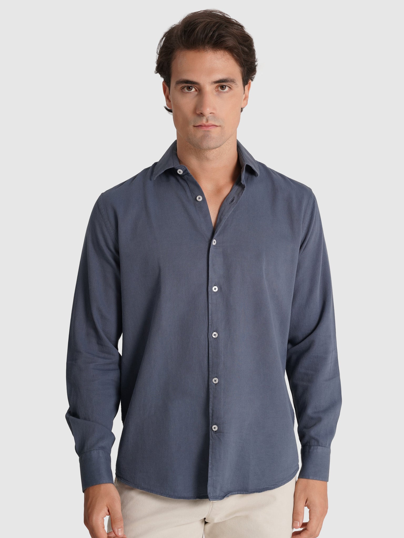CAMISA ALGODÓN AZUL MANGA LARGA REGULAR FIT MARK BELLUCCI