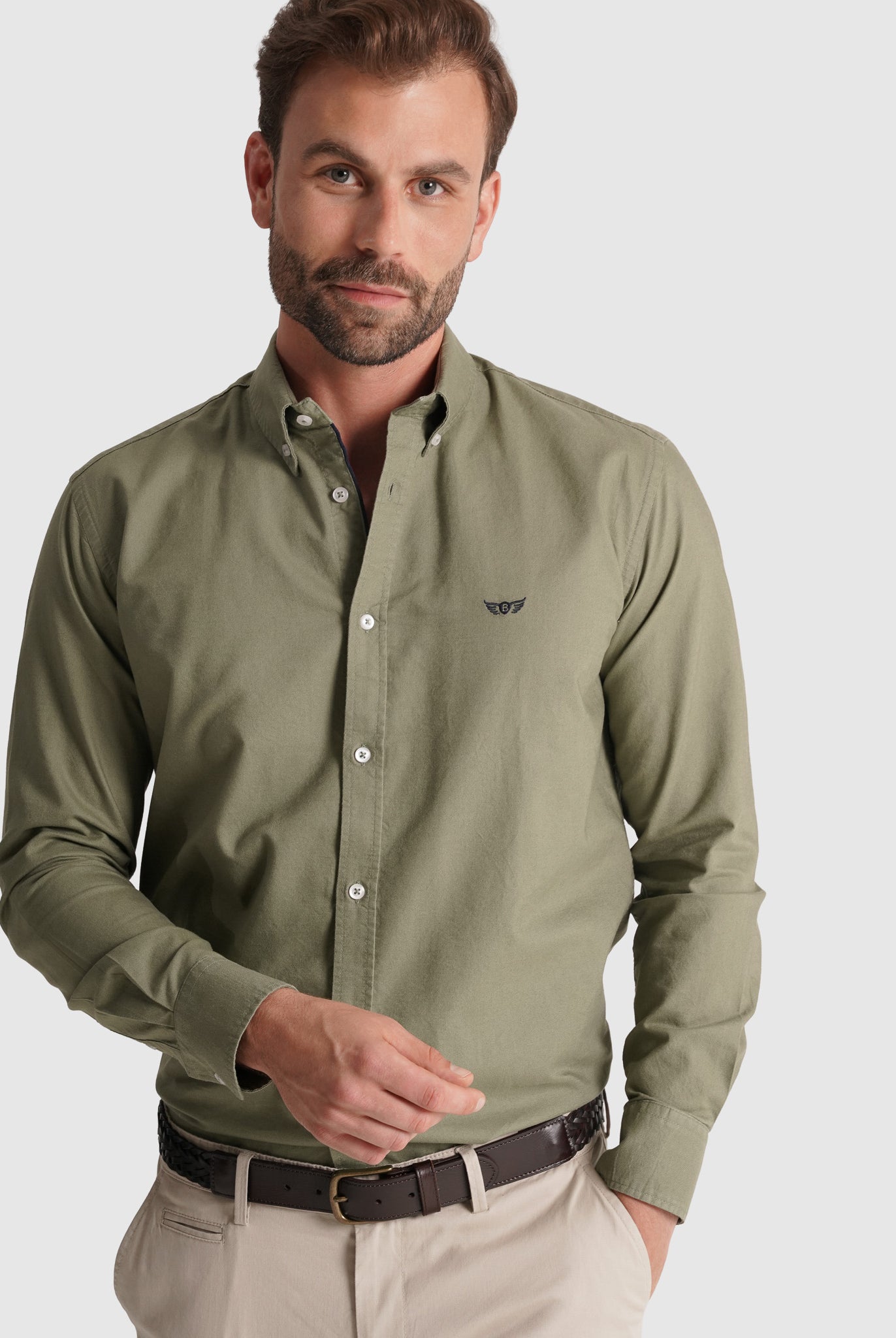 Camisa Algodão Verde Manga Comprida Regular Fit Mr. Blue