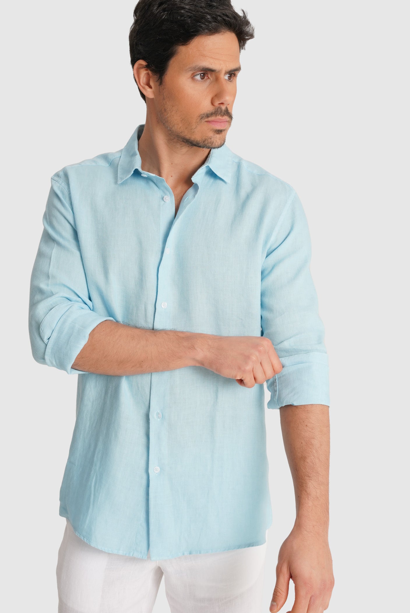 CAMISA AZUL MANGA COMPRIDA TAILORED FIT MARK BELLUCCI