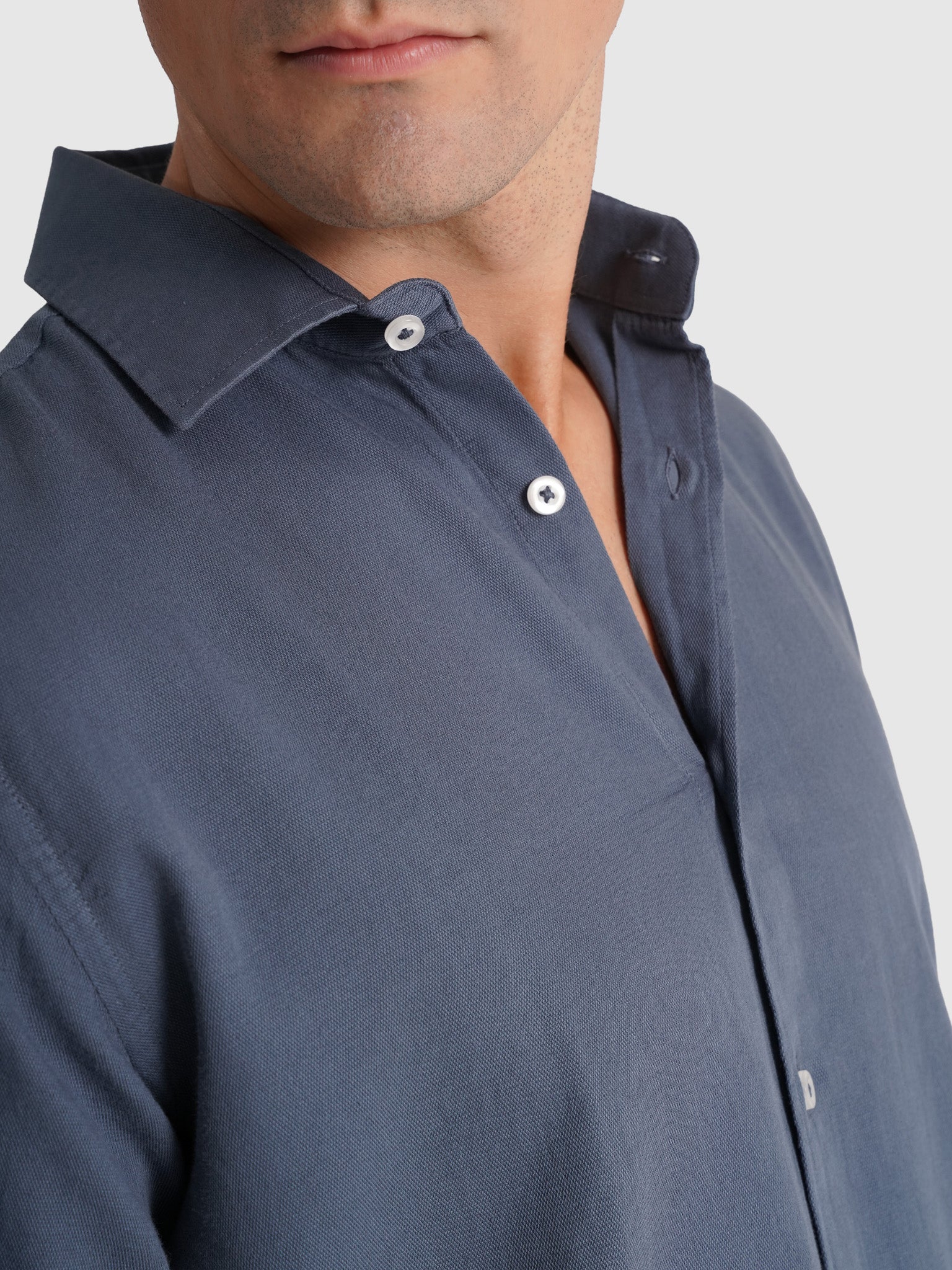 CAMISA ALGODÓN AZUL MANGA LARGA REGULAR FIT MARK BELLUCCI