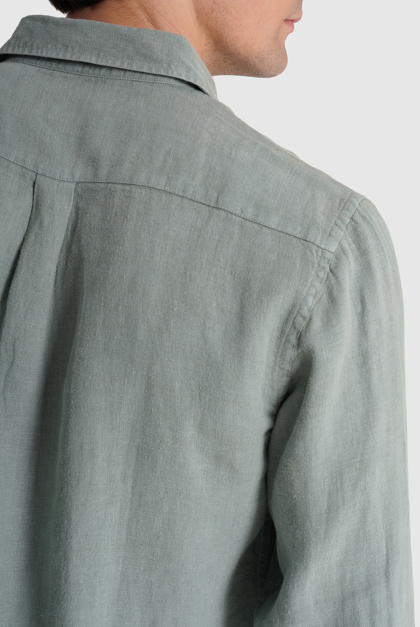 Camisa Linho Verde Manga Comprida Tailored Fit Mr. Blue