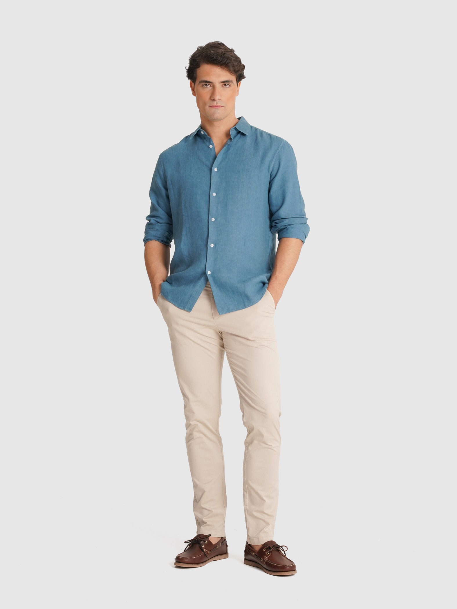 CAMISA AZUL MANGA COMPRIDA TAILORED FIT MARK BELLUCCI