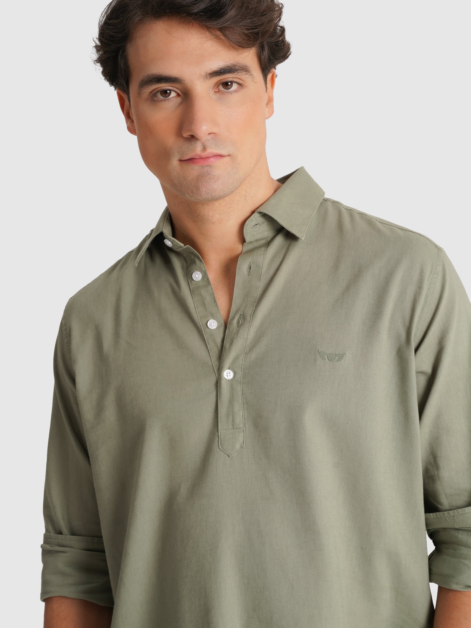 CAMISA MANGA LARGA VERDE REGULAR FIT MR. AZUL