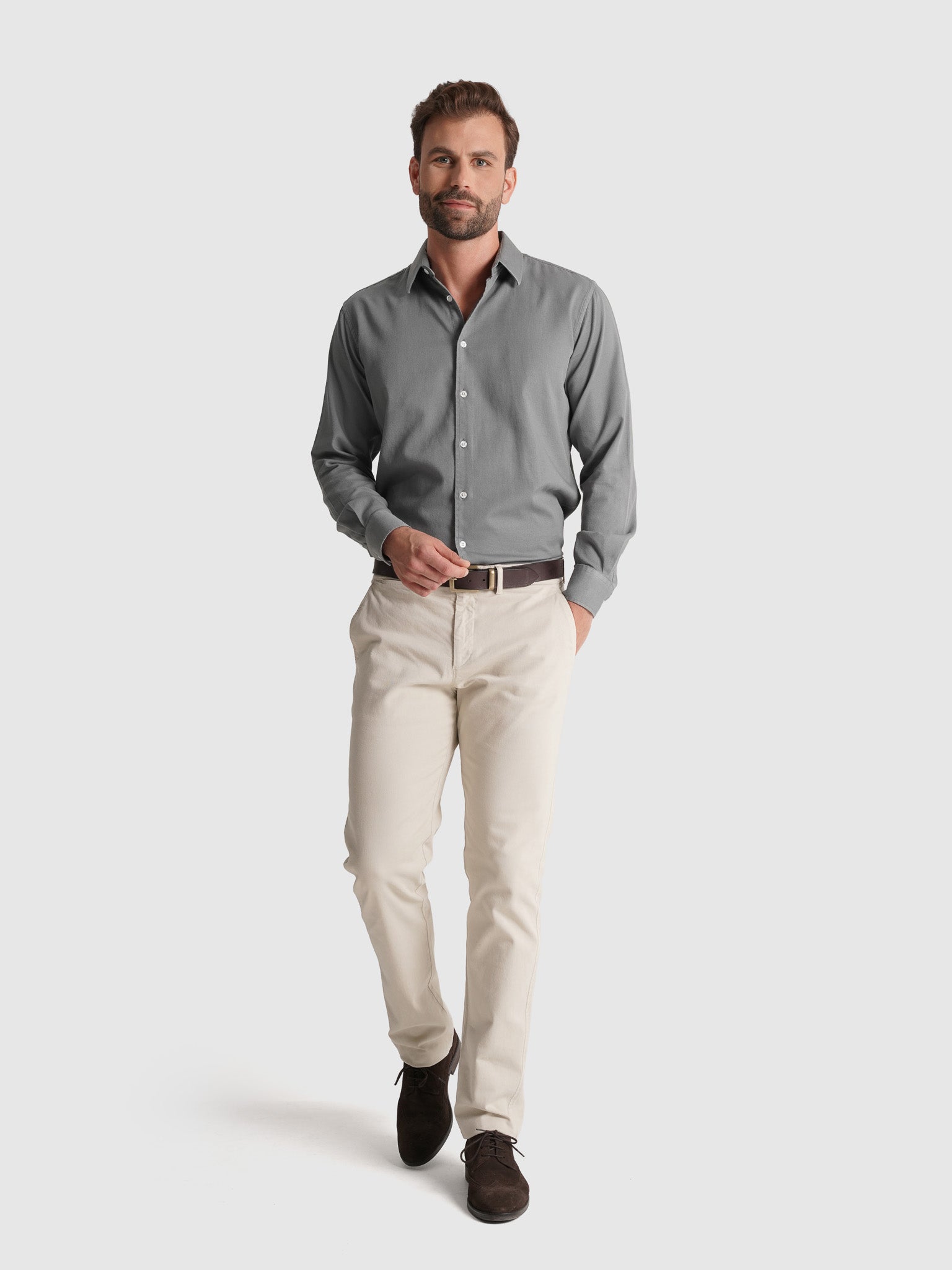 Camisa Algodão Verde Manga Comprida Regular Fit Mr. Blue