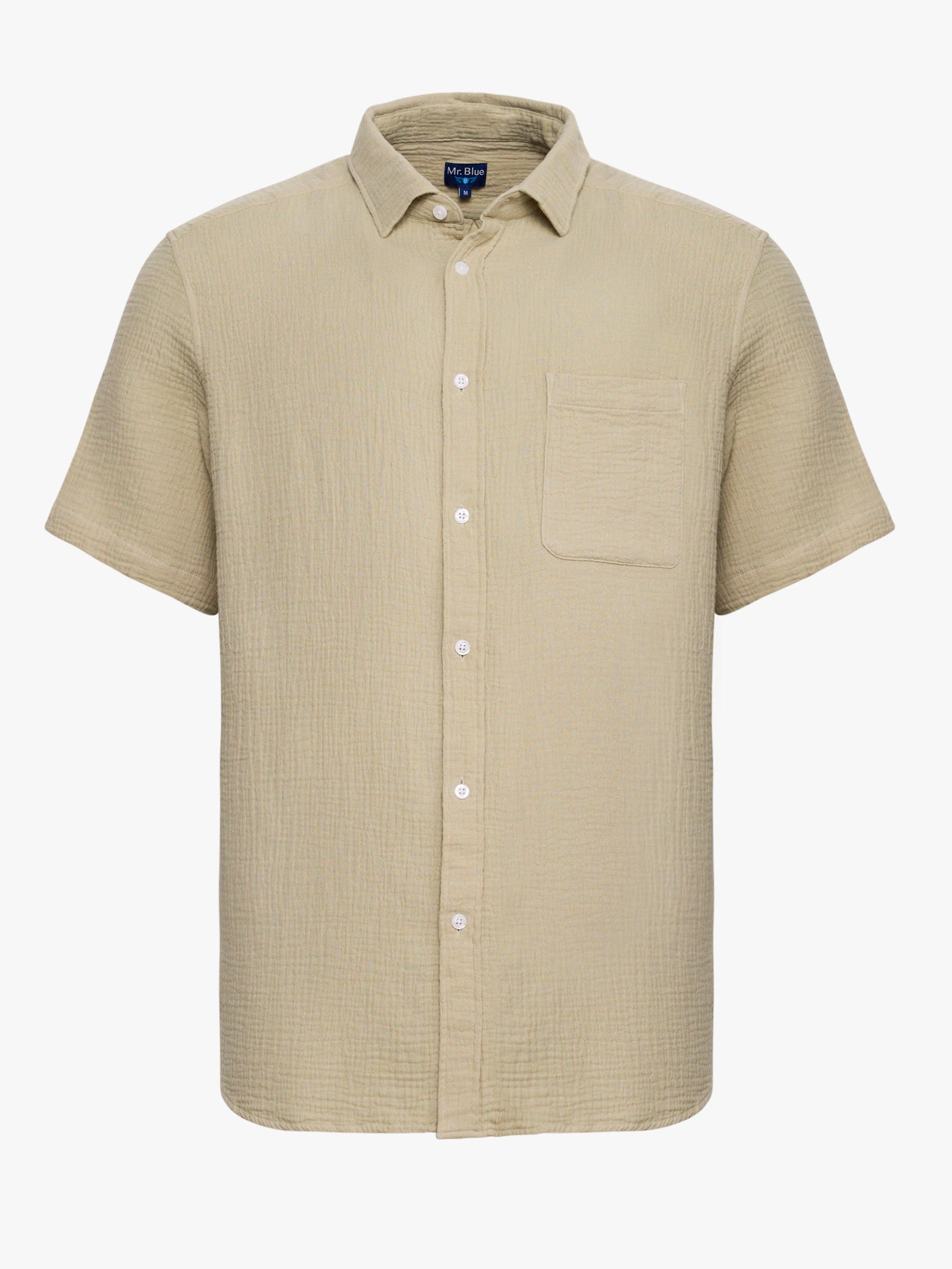GREEN COTTON SHIRT SHORT SLEEVE REGULAR FIT MR. BLUE