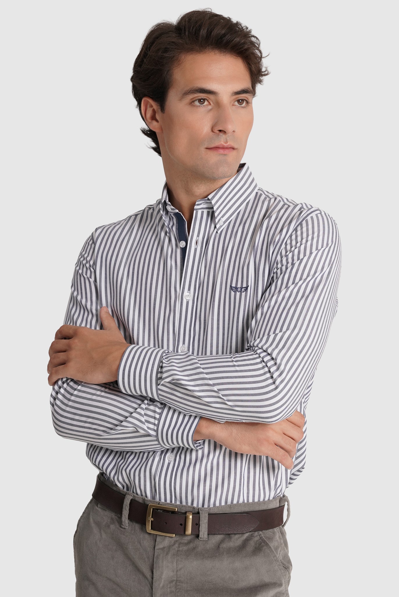 Camisa Algodão Azul Manga Comprida Regular Fit Mr. Blue