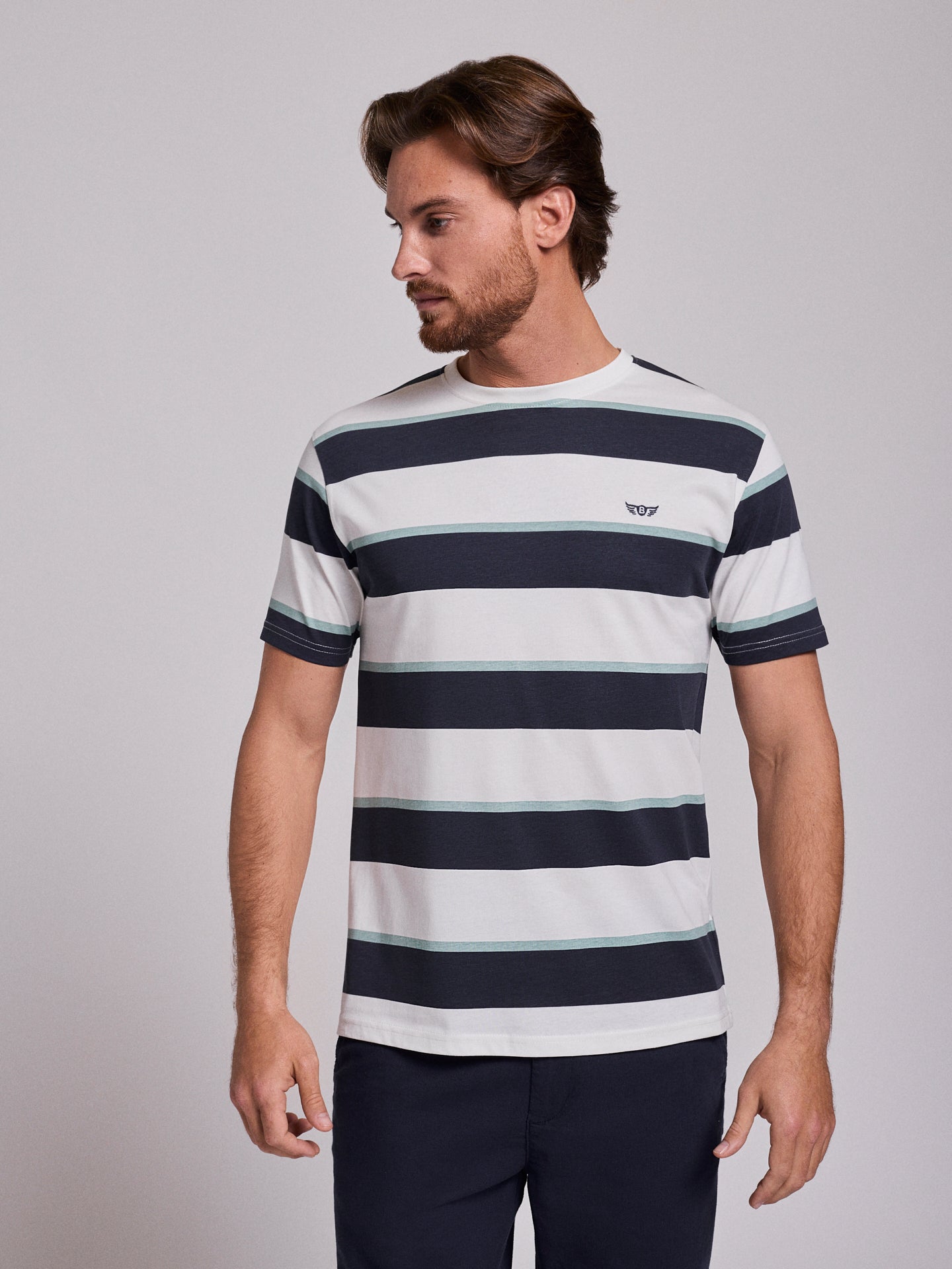 T-SHIRT ALGODÃO AZUL MANGA CURTA REGULAR FIT MR. BLUE