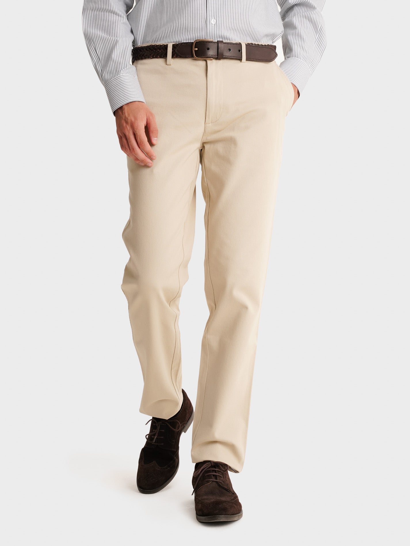 BEIGE STRUCTURED TROUSERS REGULAR FIT MR. BLUE