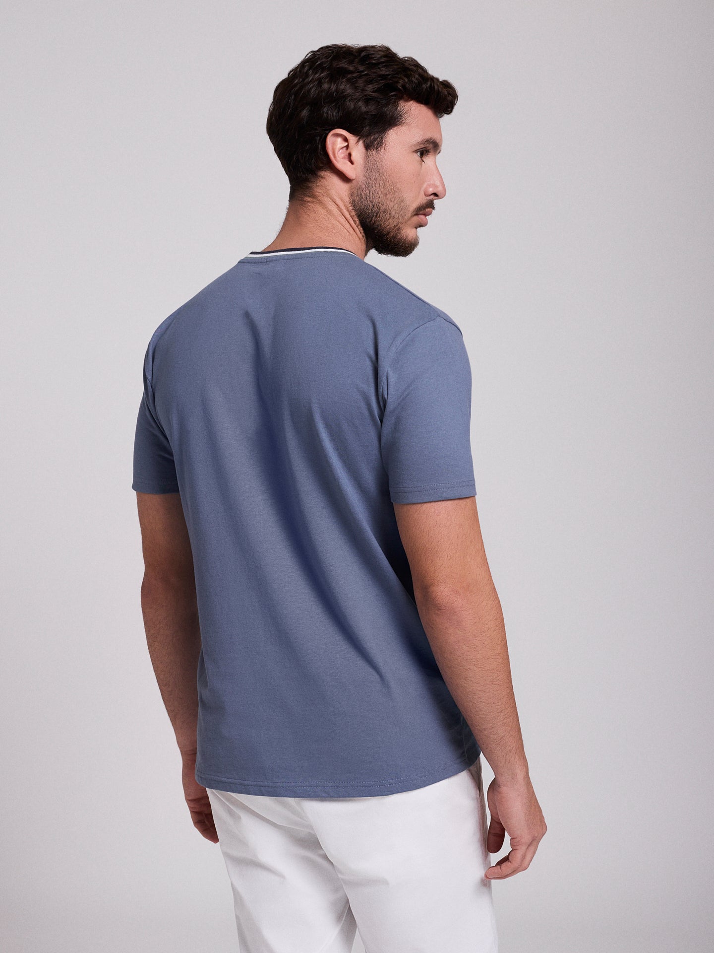 T-SHIRT ALGODÃO AZUL MANGA CURTA REGULAR FIT MR. BLUE