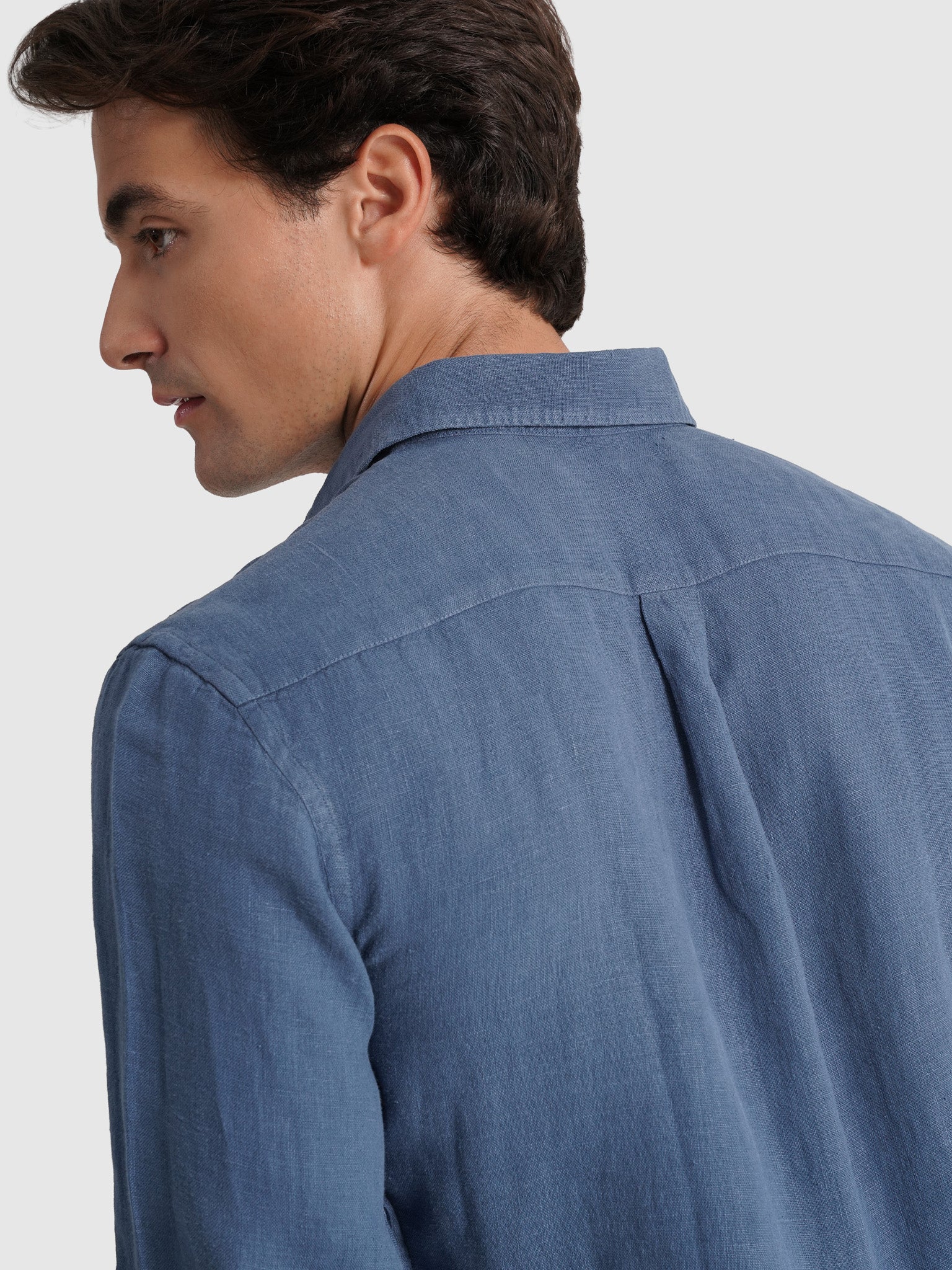 CAMISA LINHO AZUL MANGA COMPRIDA TAILORED FIT MARK BELLUCCI