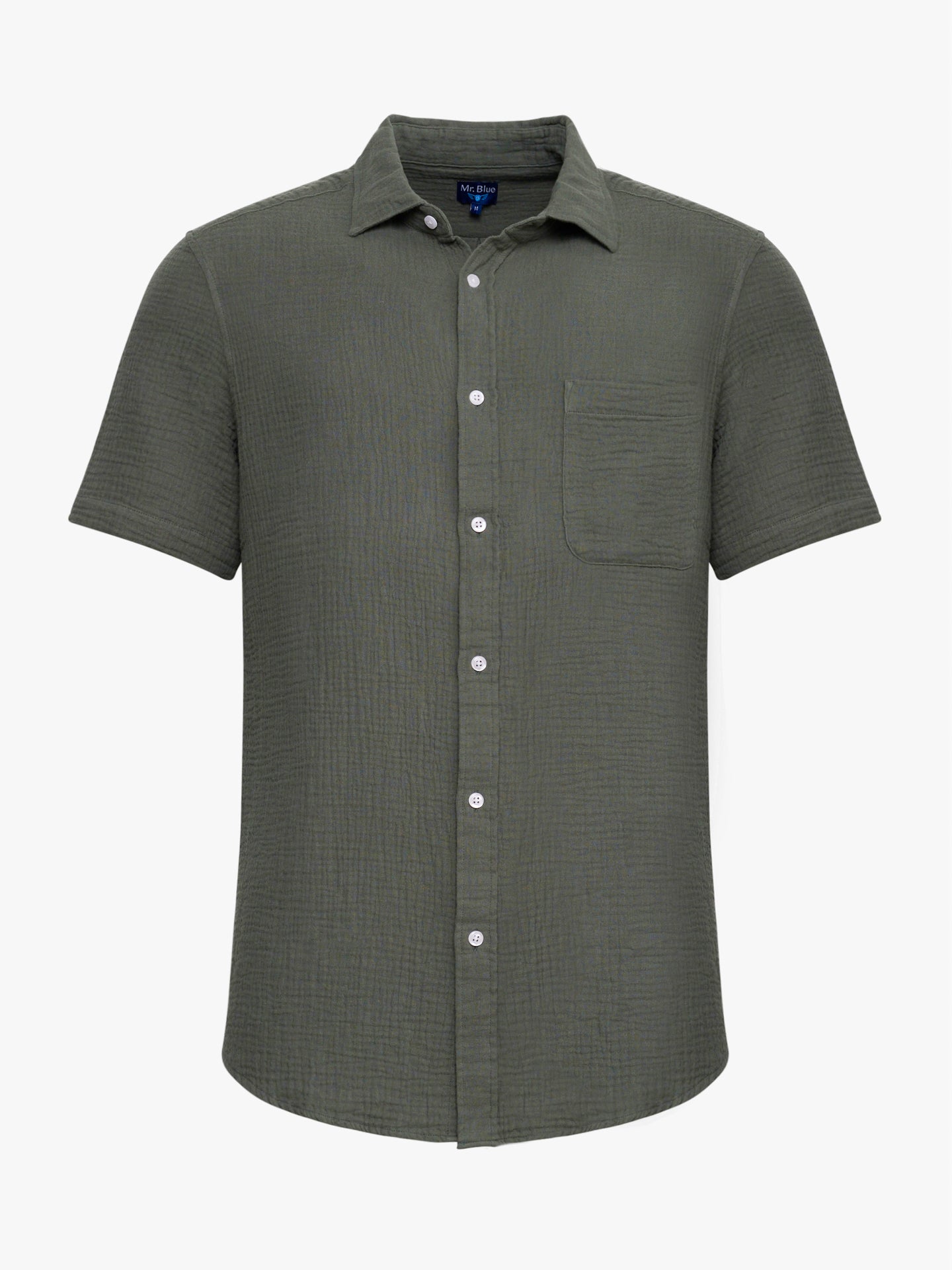 CAMISA ALGODÓN VERDE MANGA CORTA REGULAR FIT MR. AZUL