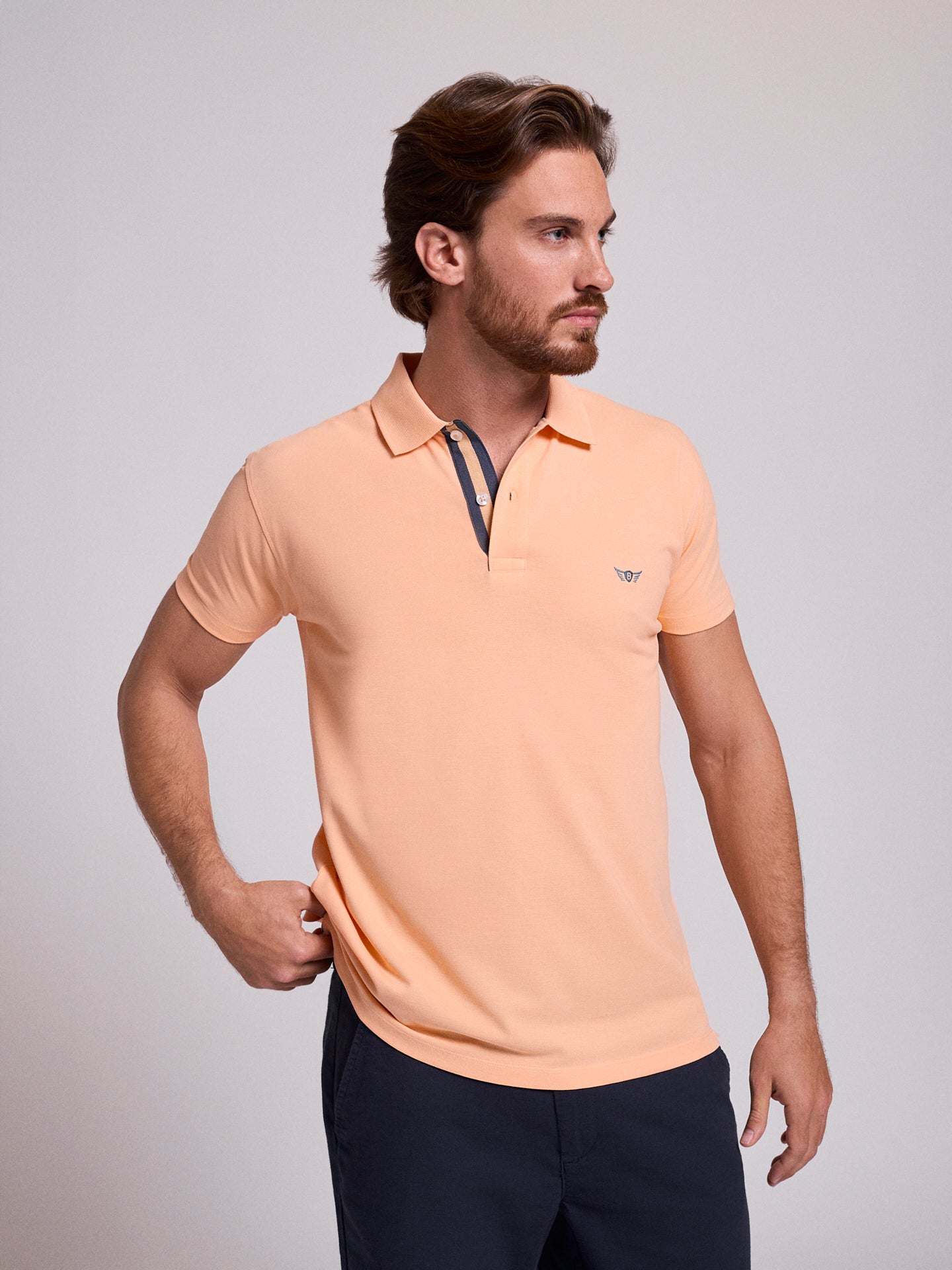 Polo Laranja Manga Curta Regular Fit Mr. Blue