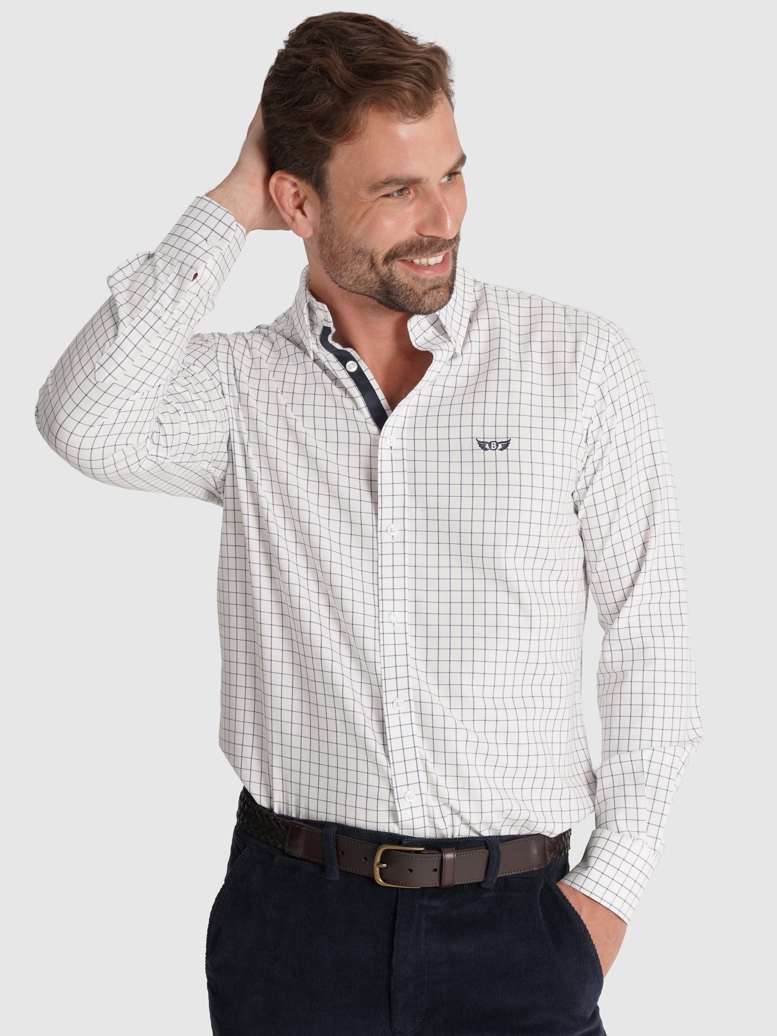 CAMISA ALGODÓN BLANCA MANGA LARGA REGULAR FIT MR. AZUL
