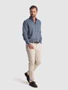 CAMISA ALGODÓN AZUL MANGA LARGA REGULAR FIT MR. AZUL