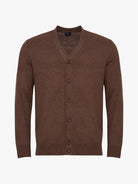 BROWN CASHMERE PULLOVER WITH REGULAR FIT MR ELBOW PADS. BLUE