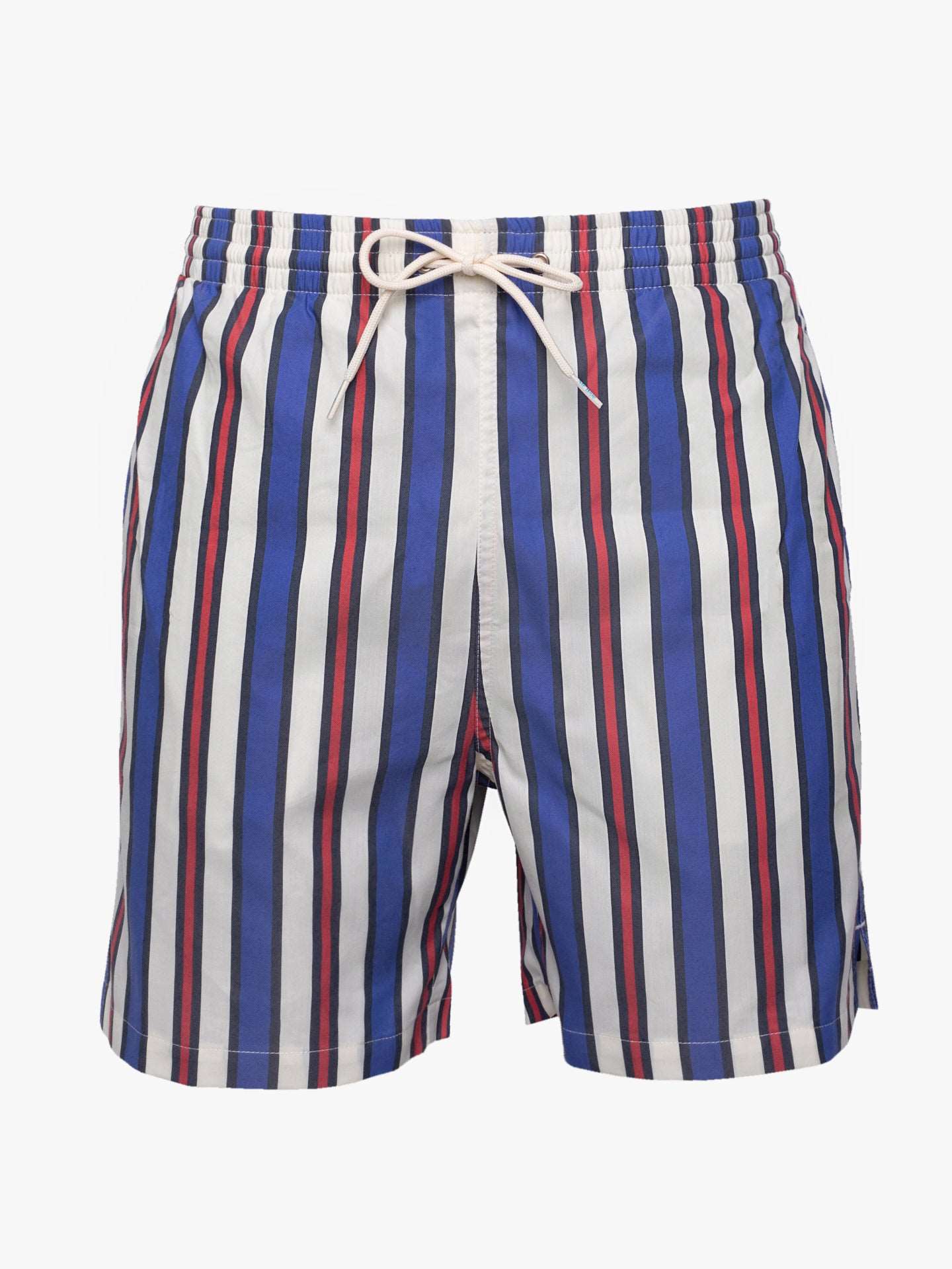 Calção de banho clássico riscas azul e vermelho