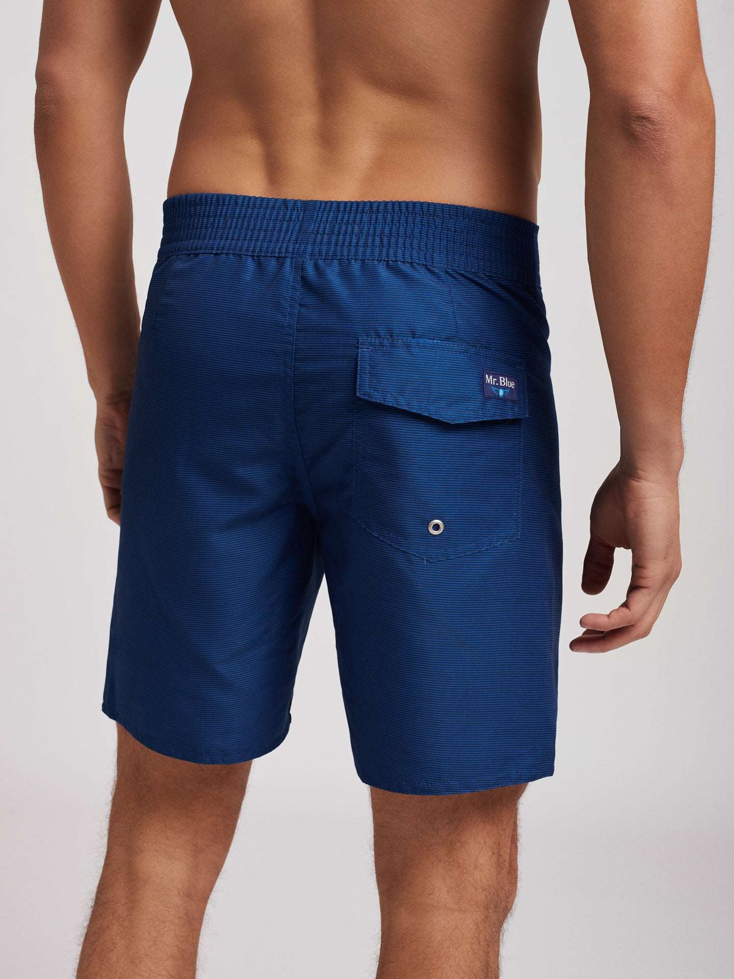 Calção de banho surfista às riscas azul