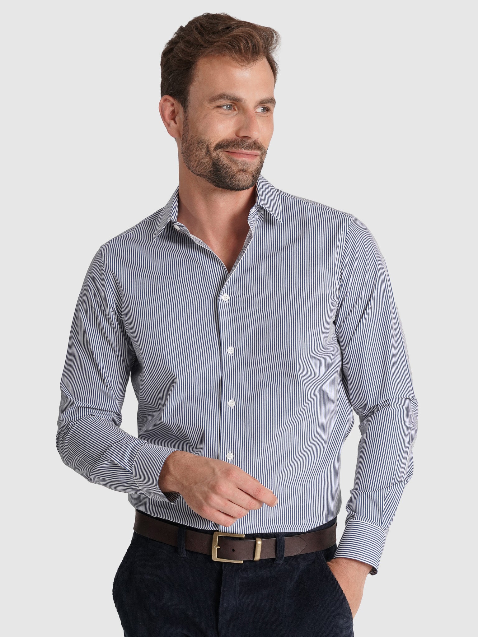 CAMISA ALGODÓN AZUL MANGA LARGA SLIM FIT MR. AZUL