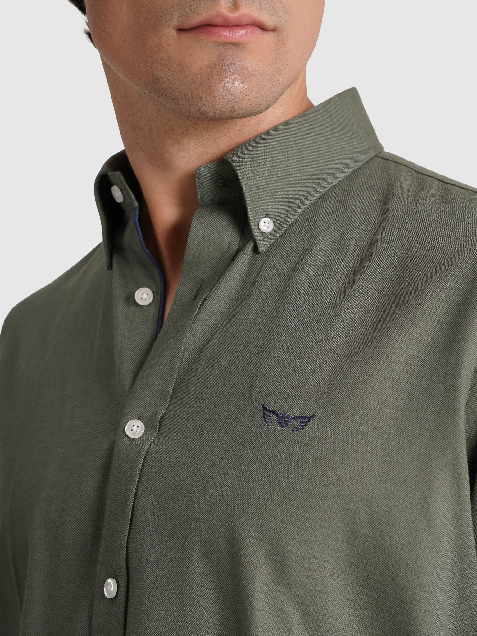 CAMISA ALGODÃO VERDE MANGA COMPRIDA REGULAR FIT MR. BLUE