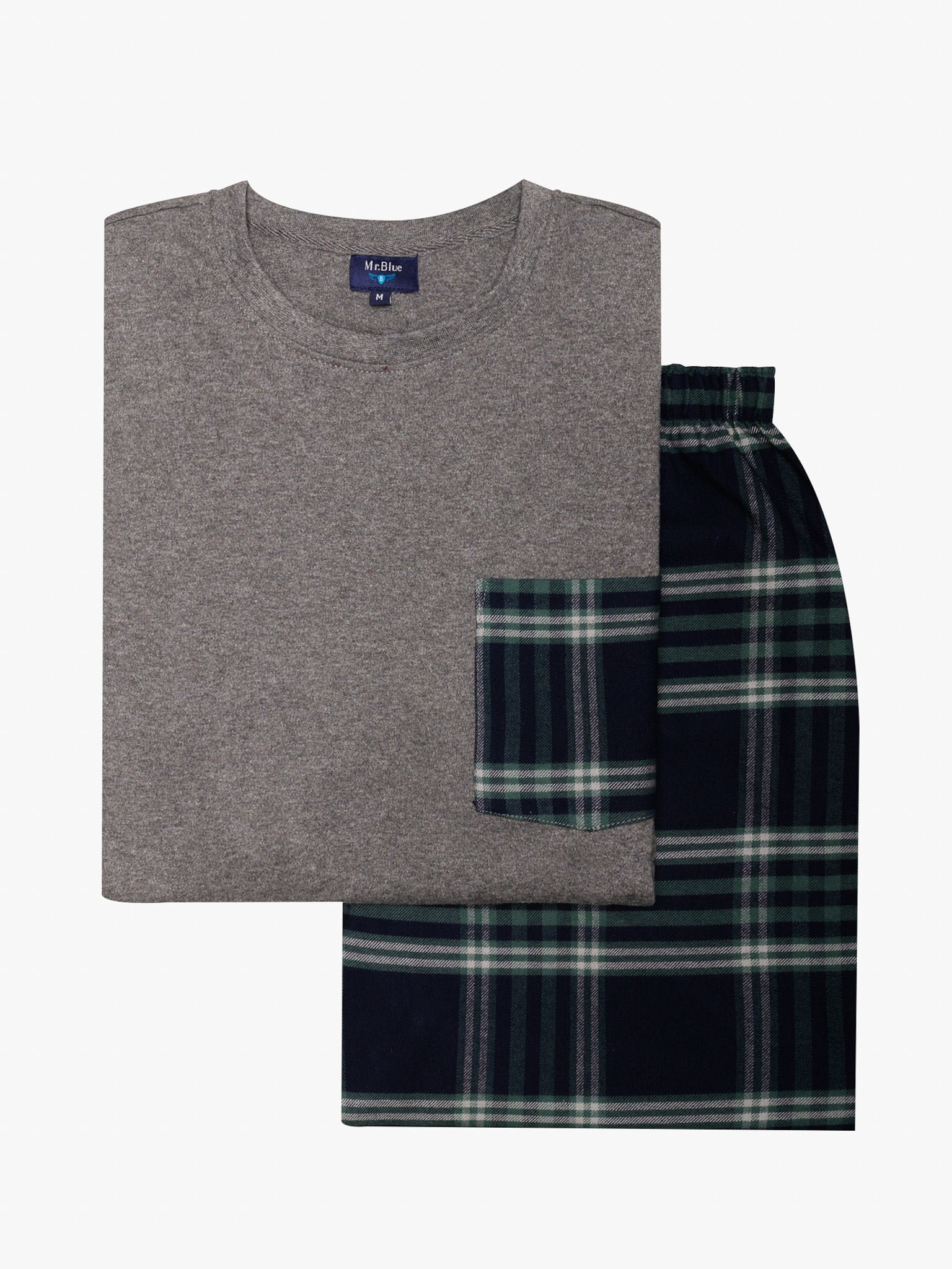 PIJAMA GRIS MANGA LARGA REGULAR FIT MR. AZUL