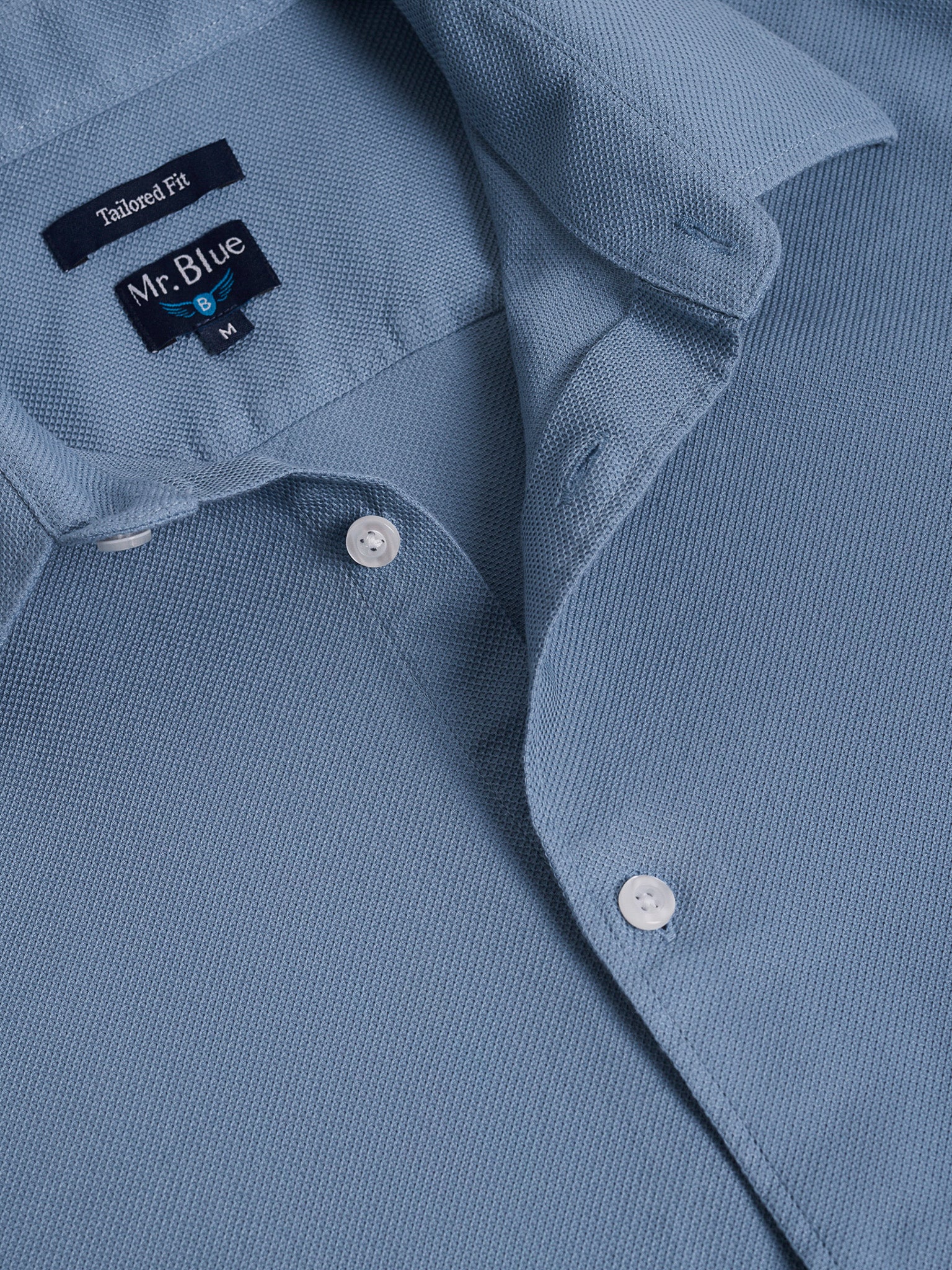 LONG SLEEVE BLUE COTTON SHIRT TAILORED FIT MR. BLUE