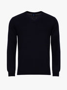 BLUE CASHMERE PULLOVER WITH REGULAR FIT MR ELBOW PADS. BLUE
