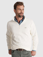 SUDADERA DE ALGODÓN BLANCA MANGA LARGA REGULAR FIT MR. AZUL