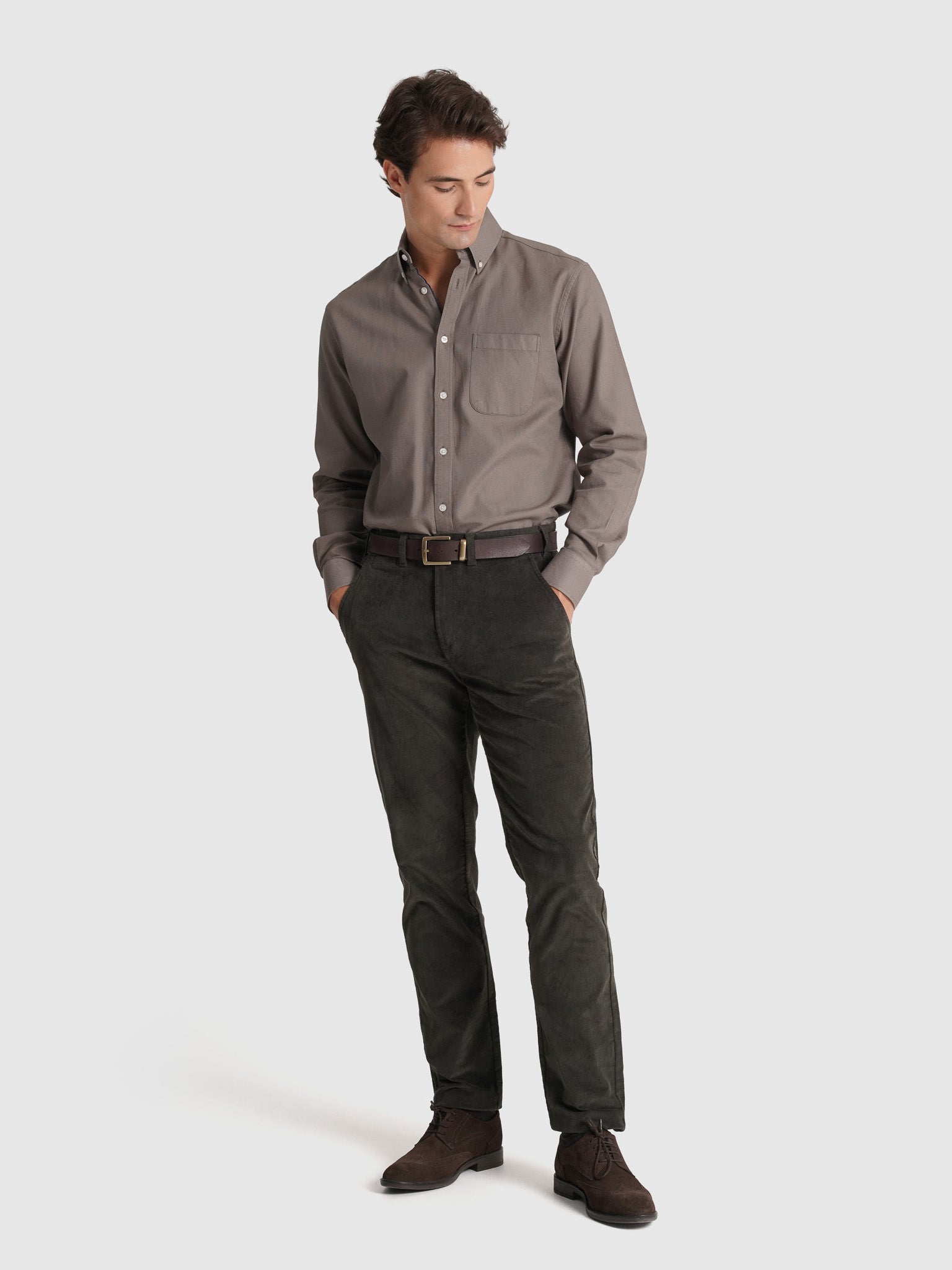 CAMISA ALGODÃO VERDE MANGA COMPRIDA REGULAR FIT MR. BLUE