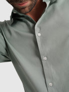 CAMISA ALGODÃO VERDE MANGA COMPRIDA SLIM FIT MR. BLUE