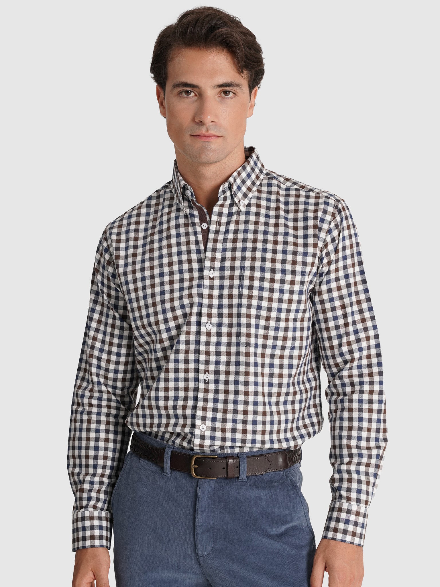 CAMISA ALGODÃO CASTANHA MANGA COMPRIDA REGULAR FIT MR. BLUE