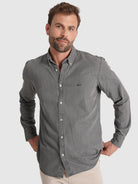 CAMISA ALGODÓN GRIS MANGA LARGA REGULAR FIT MR. AZUL