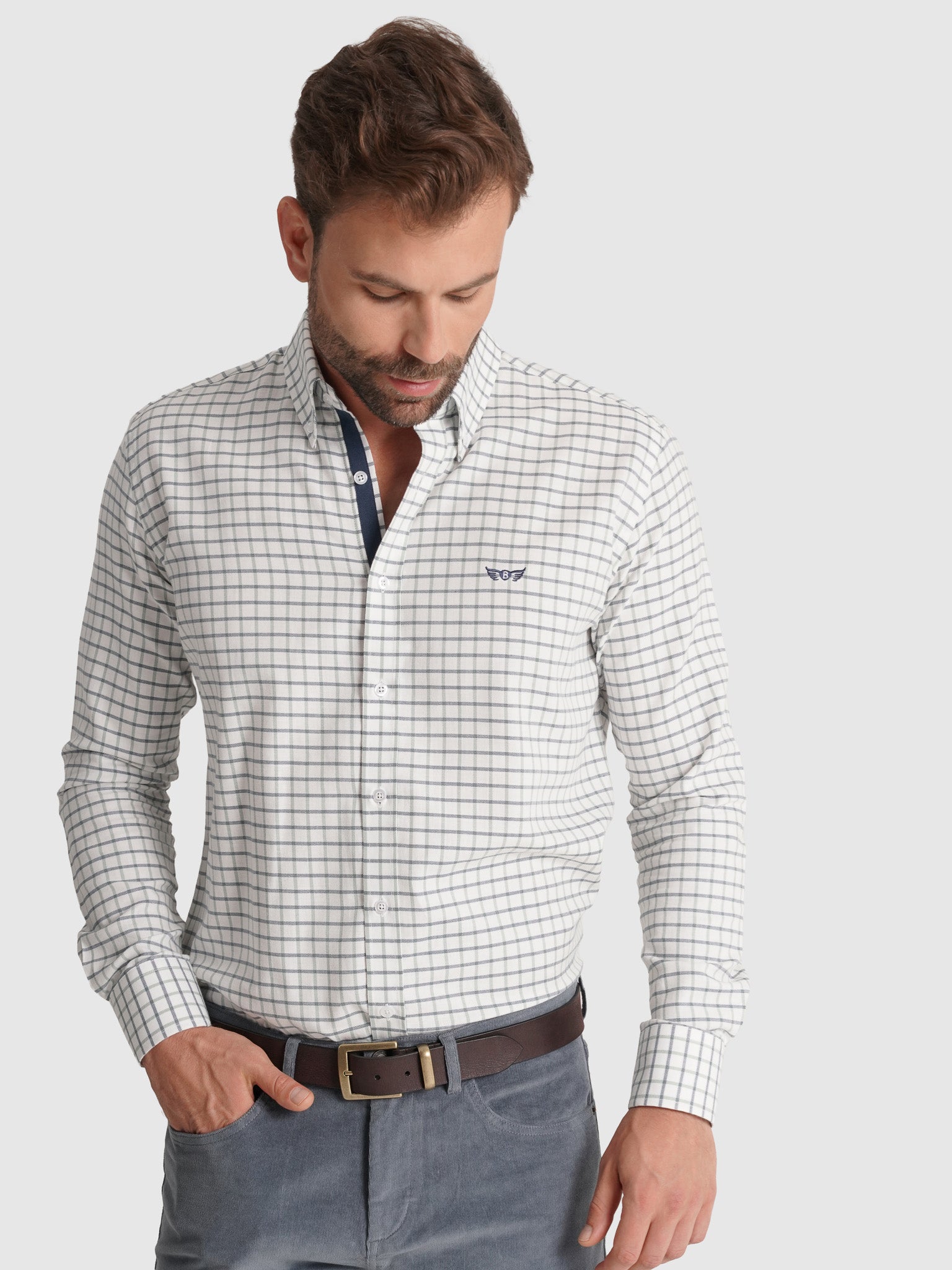 CAMISA FLANELA AZUL MANGA COMPRIDA REGULAR FIT MR. BLUE