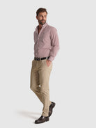 CAMISA ALGODÓN ROJA MANGA LARGA REGULAR FIT MR. AZUL