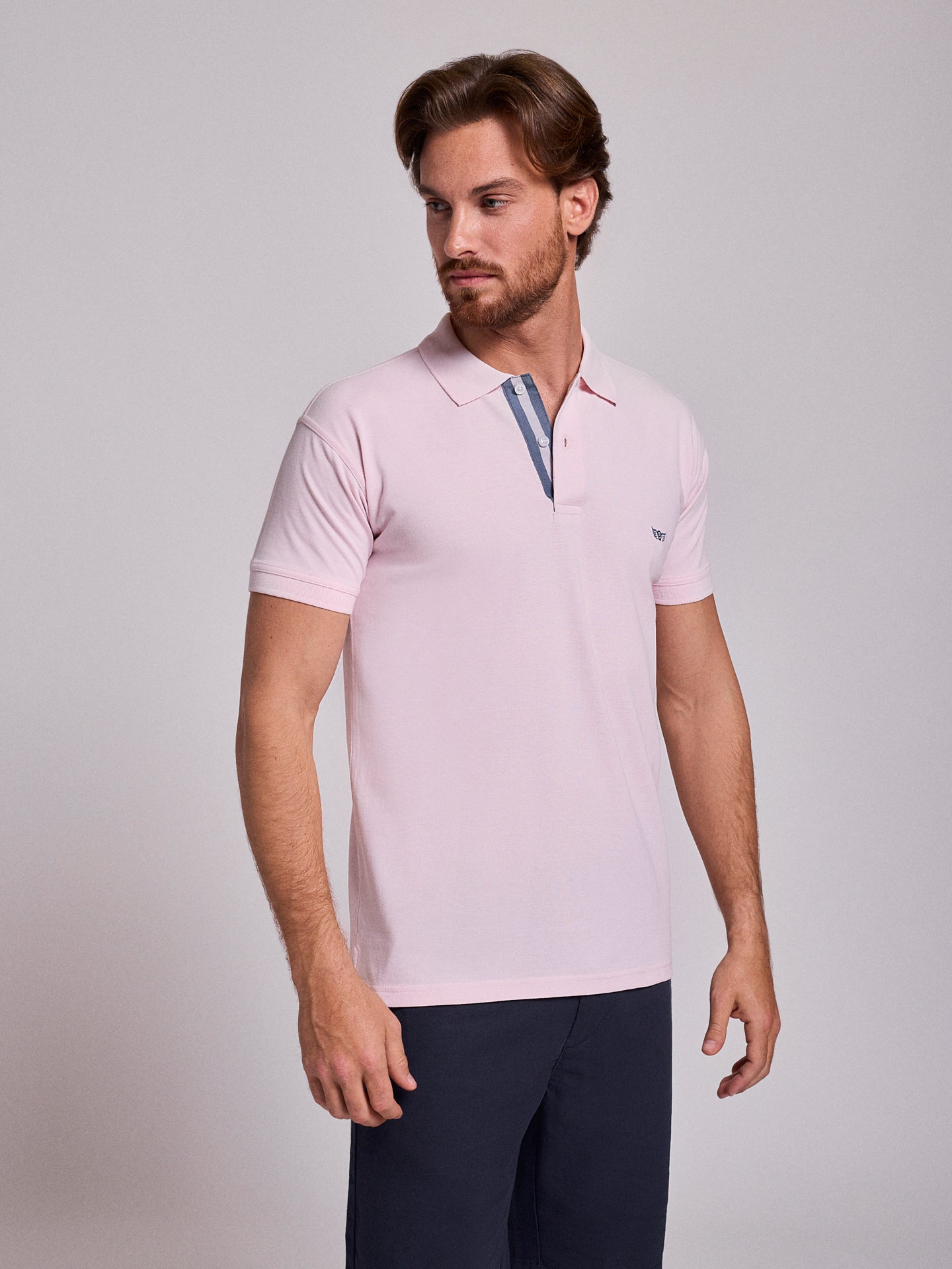 Polo Rosa Manga Curta Regular Fit Mr. Blue