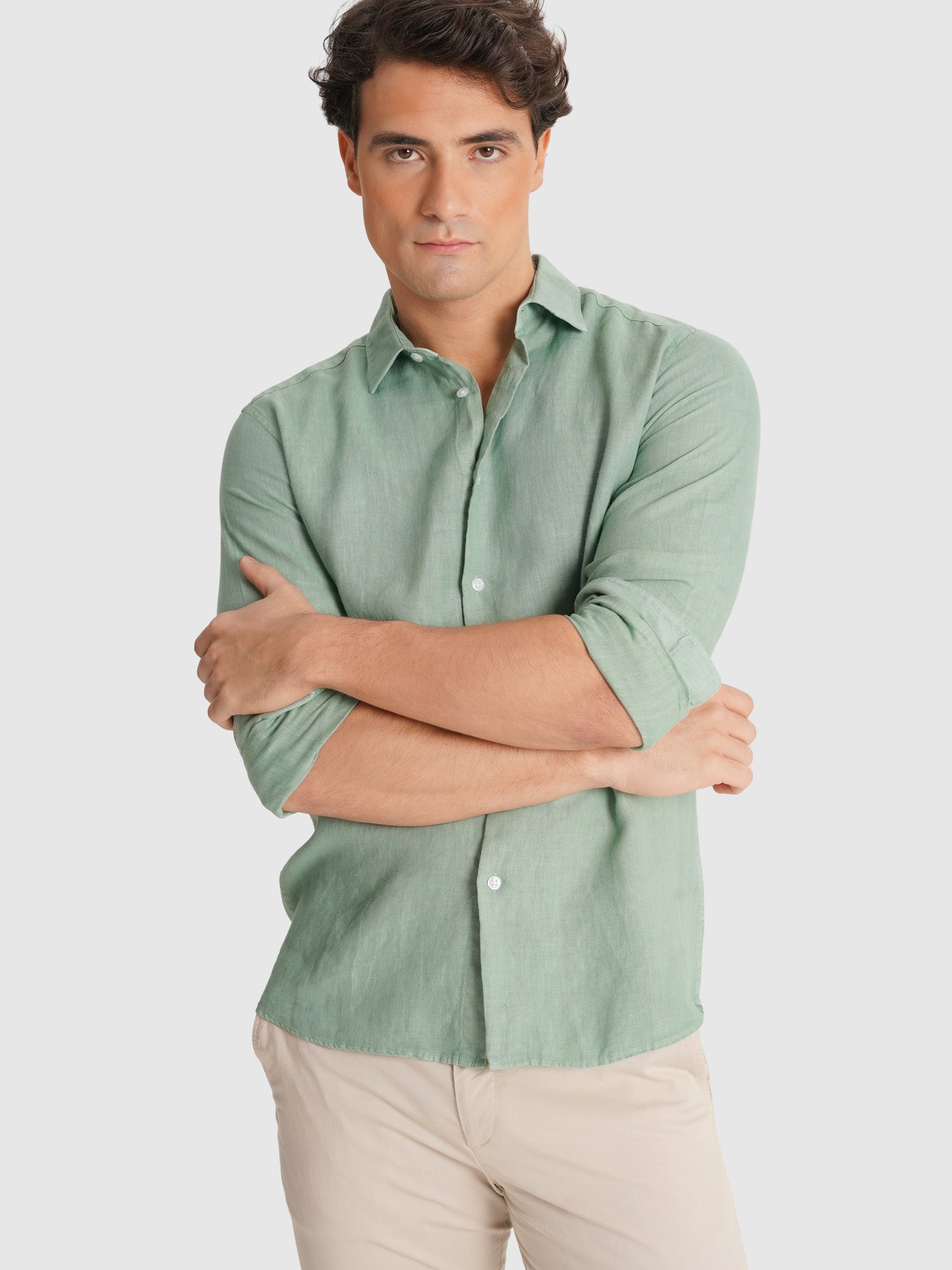 CAMISA VERDE MANGA COMPRIDA TAILORED FIT MARK BELLUCCI