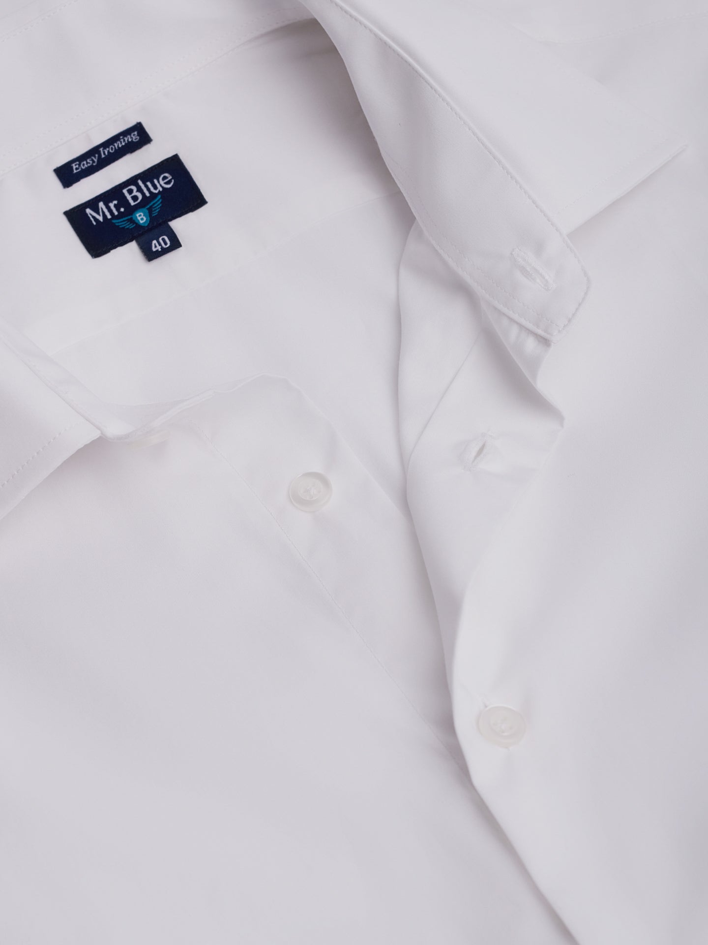 Camisa Algodão Branca Manga Comprida Classic Fit Mr. Blue