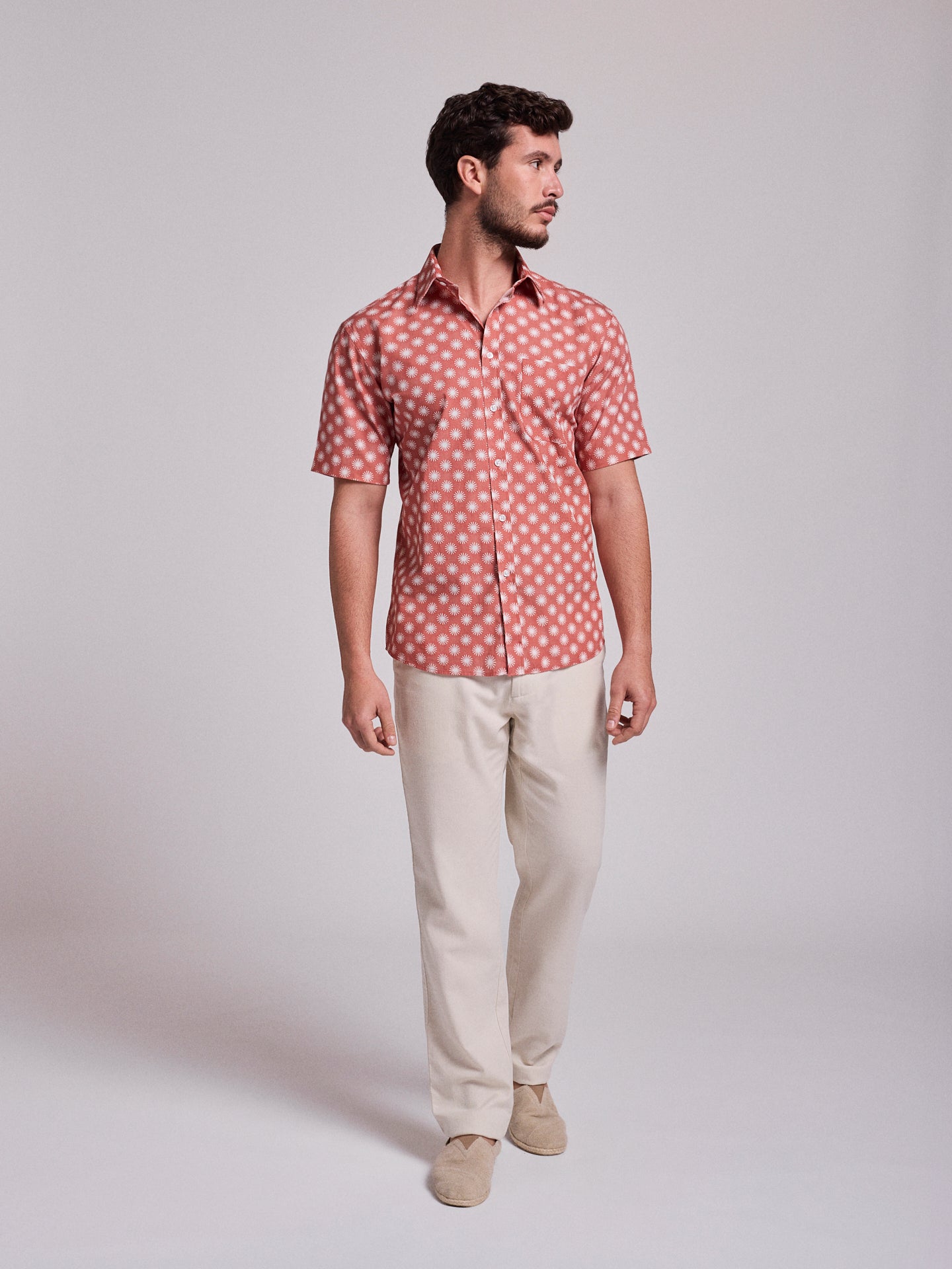 Camisa Algodão Rosa Manga Curta Regular Fit Mr. Blue