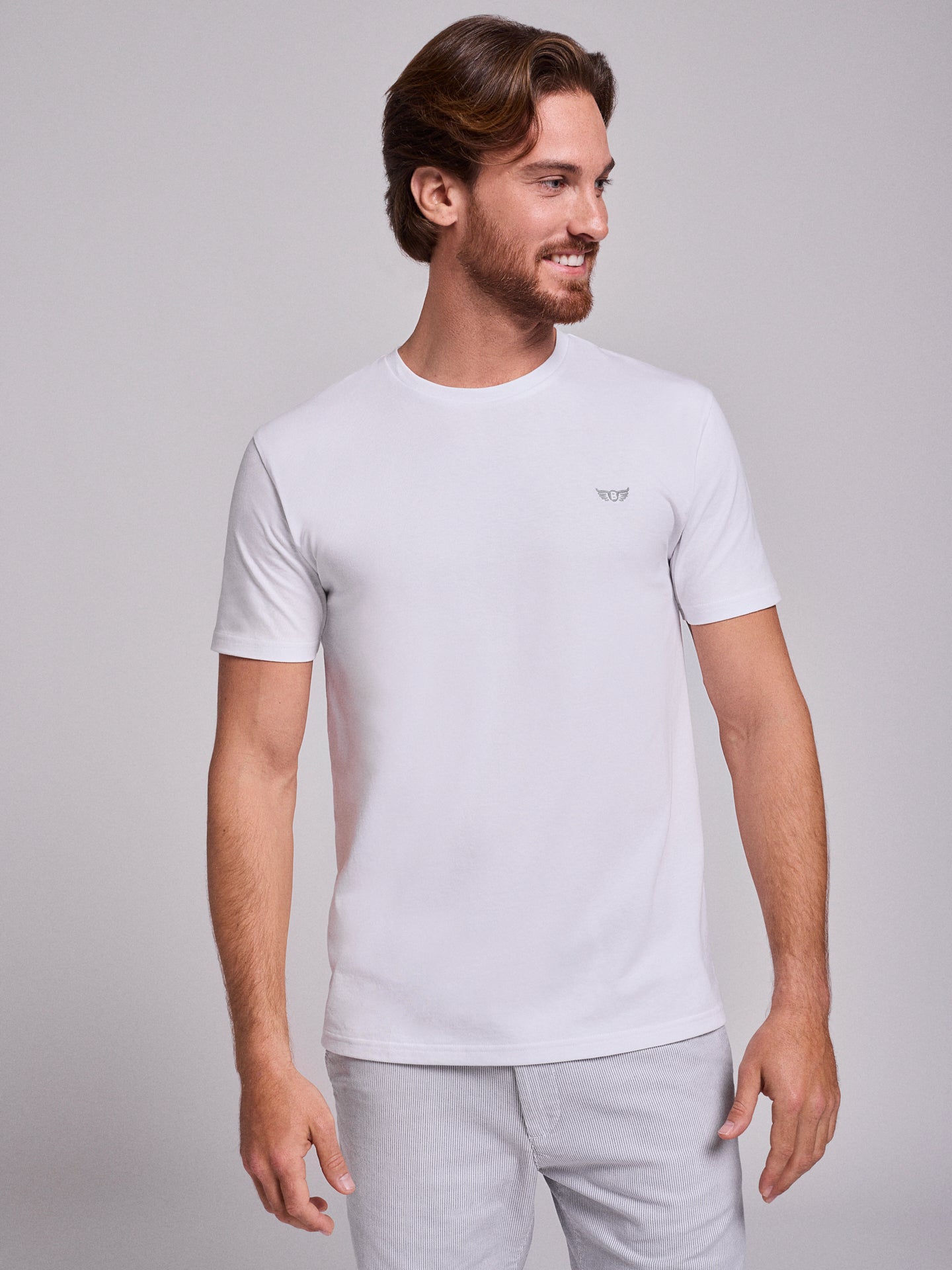 T-SHIRT ALGODÃO BRANCA MANGA CURTA REGULAR FIT MR. BLUE