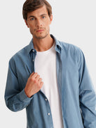 CAMISA BOMBAZINE AZUL TAILORED FIT MR. BLUE