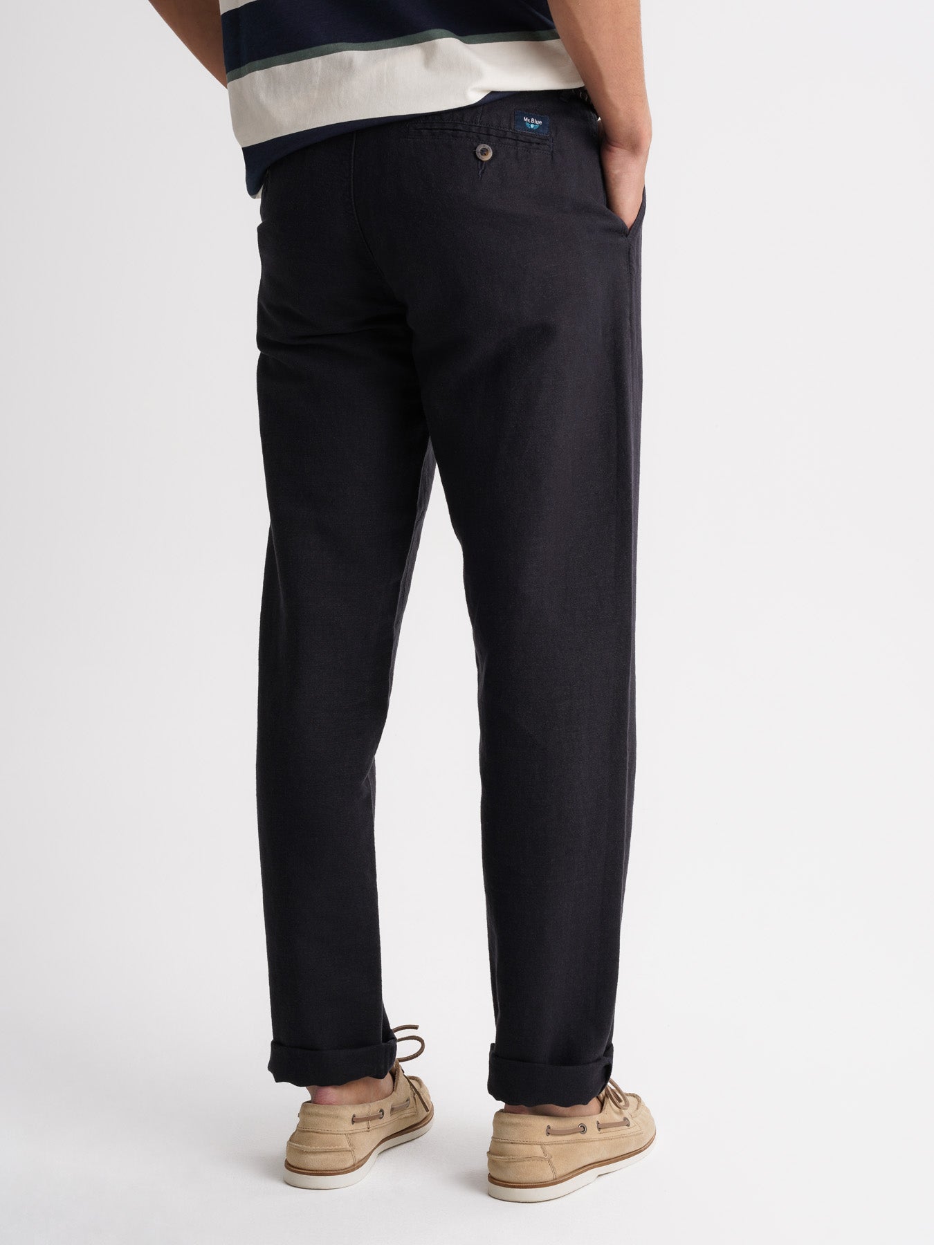 Calças Chinos Regular Fit Linho Azuis Mr. Blue