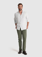 CAMISA LINHO AZUL MANGA COMPRIDA TAILORED FIT MARK BELLUCCI